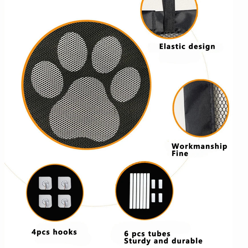 Durable Dog Gate Mesh with 4 Hooks - Indoor & Outdoor Safety Enclosure for Your Pet