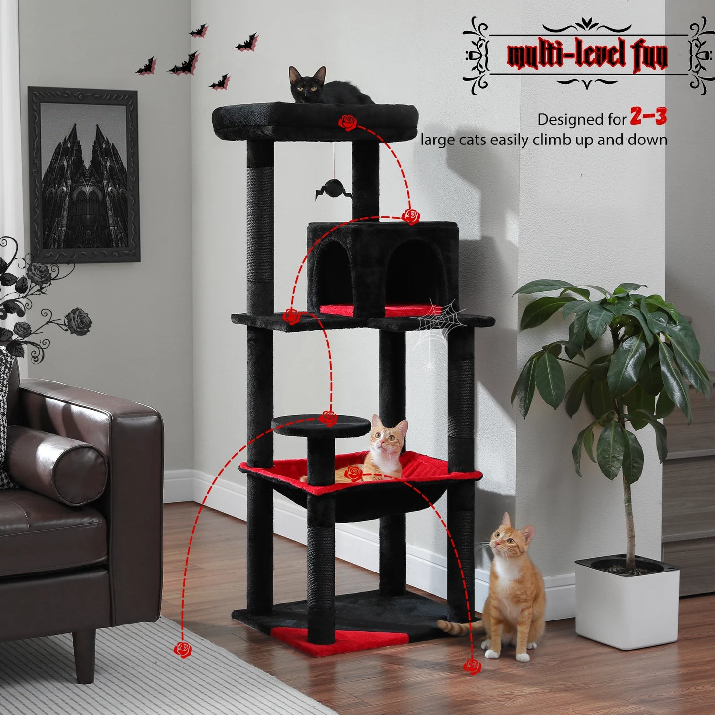 Deluxe 5-Level Cat Tree Tower for Indoor Cats - Spacious Hammock, Cozy Condo, and Durable Sisal Scratching Posts