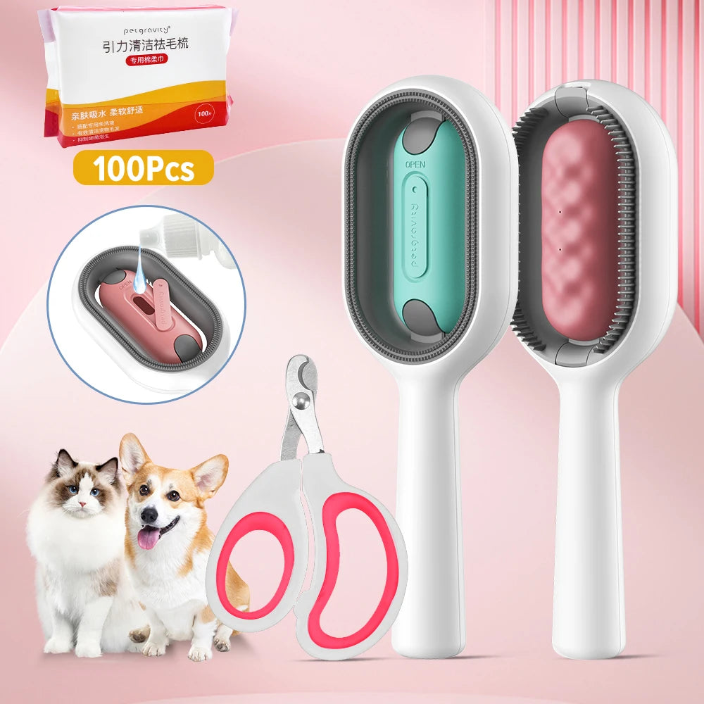 Double-sided pet grooming brush