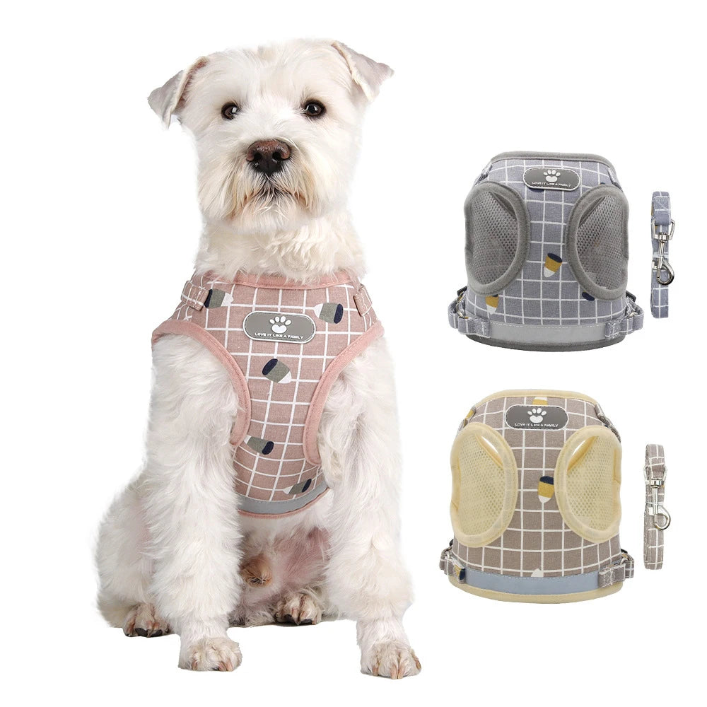 Breathable puppy and cat harness with leash