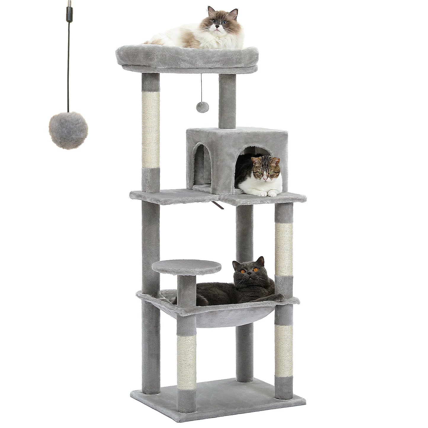 Deluxe 5-Level Cat Tree Tower for Indoor Cats - Spacious Hammock, Cozy Condo, and Durable Sisal Scratching Posts
