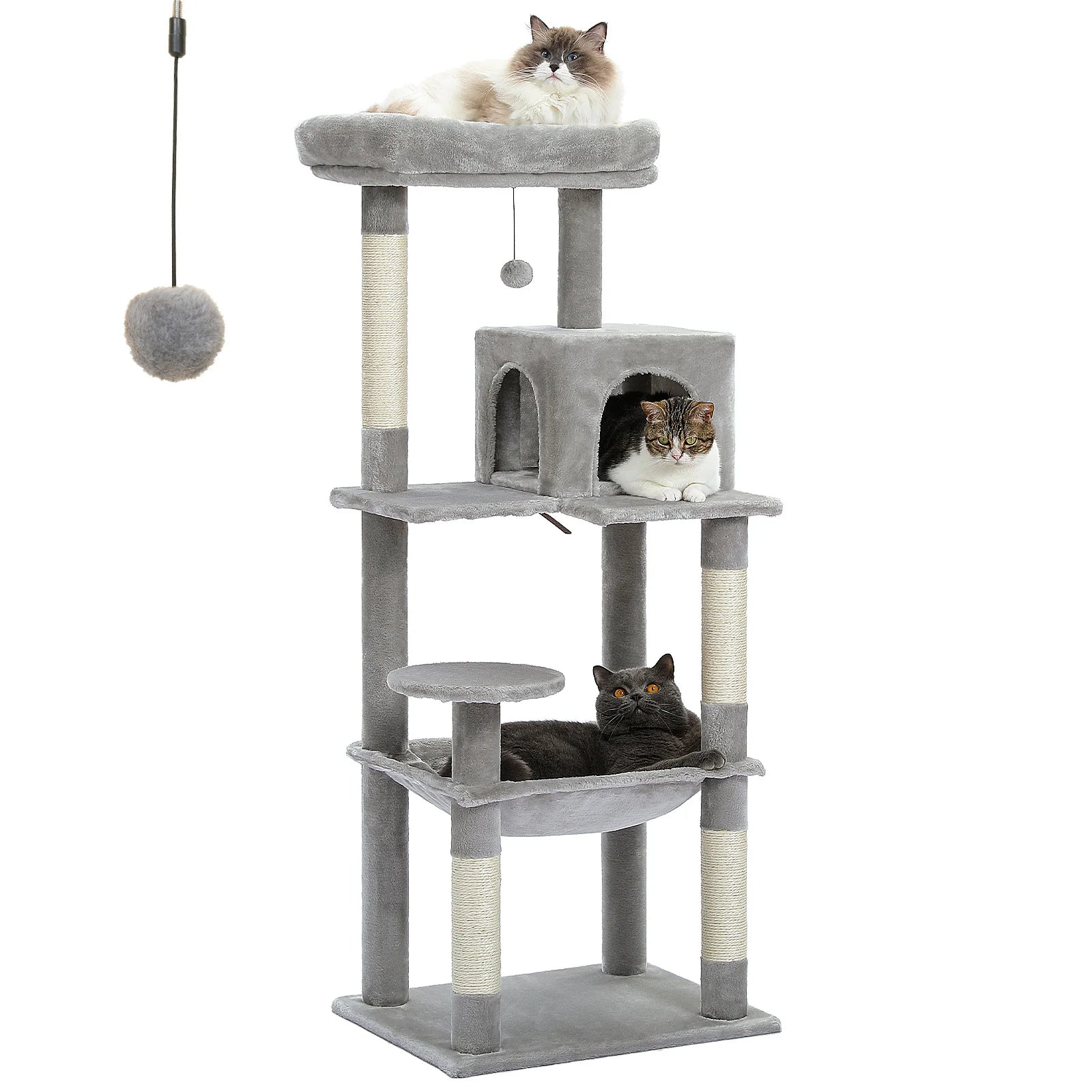 Deluxe 5-Level Cat Tree Tower for Indoor Cats - Spacious Hammock, Cozy Condo, and Durable Sisal Scratching Posts