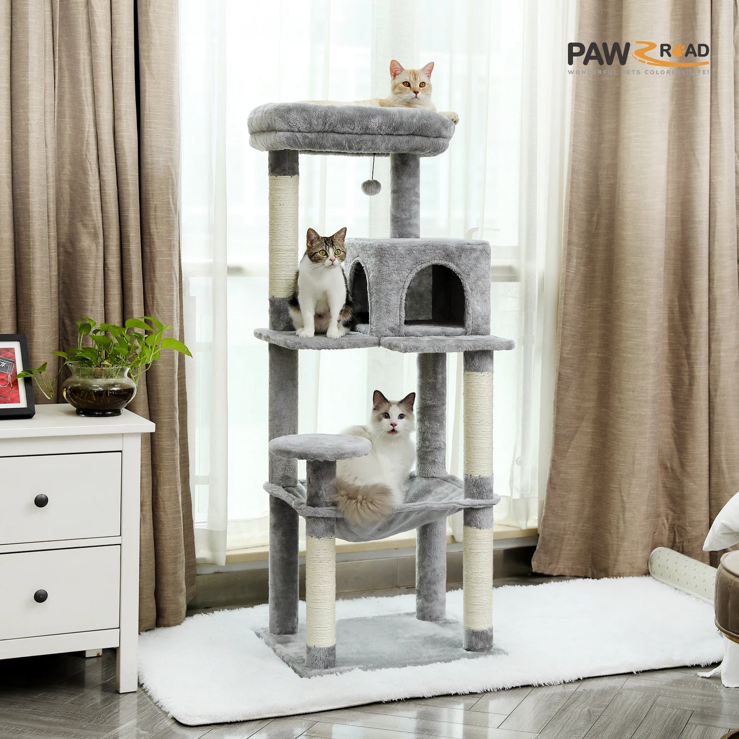 Deluxe 5-Level Cat Tree Tower for Indoor Cats - Spacious Hammock, Cozy Condo, and Durable Sisal Scratching Posts