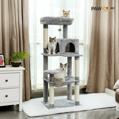 Deluxe 5-Level Cat Tree Tower for Indoor Cats - Spacious Hammock, Cozy Condo, and Durable Sisal Scratching Posts