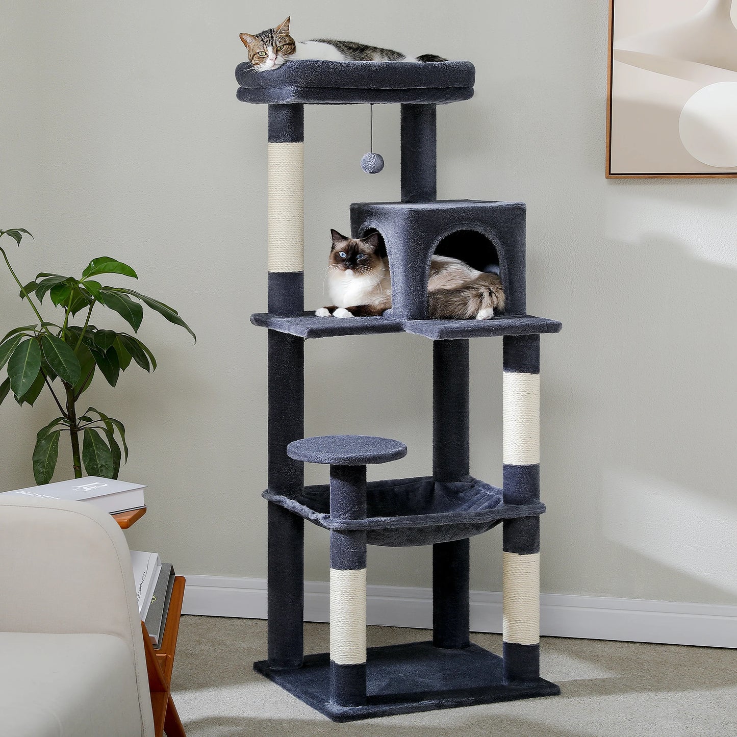 Deluxe 5-Level Cat Tree Tower for Indoor Cats - Spacious Hammock, Cozy Condo, and Durable Sisal Scratching Posts