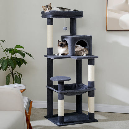 Deluxe 5-Level Cat Tree Tower for Indoor Cats - Spacious Hammock, Cozy Condo, and Durable Sisal Scratching Posts