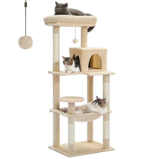 Deluxe 5-Level Cat Tree Tower for Indoor Cats - Spacious Hammock, Cozy Condo, and Durable Sisal Scratching Posts