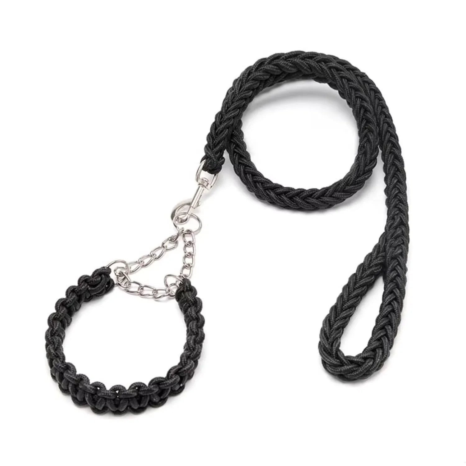 Braided rope dog leash with LED light