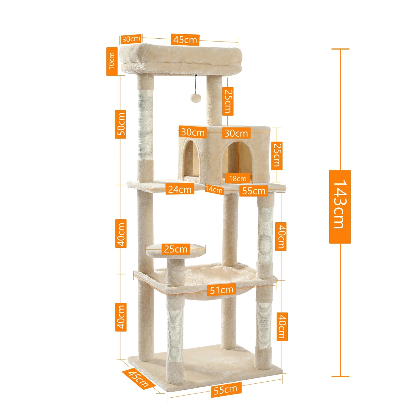 Deluxe 5-Level Cat Tree Tower for Indoor Cats - Spacious Hammock, Cozy Condo, and Durable Sisal Scratching Posts