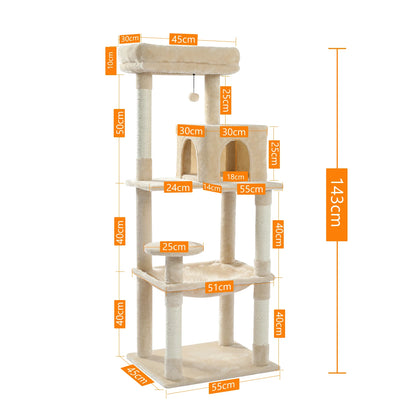Deluxe 5-Level Cat Tree Tower for Indoor Cats - Spacious Hammock, Cozy Condo, and Durable Sisal Scratching Posts