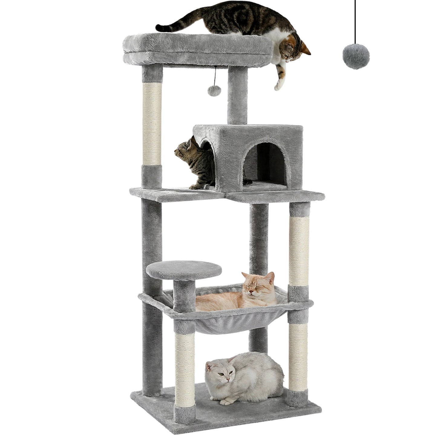 Deluxe 5-Level Cat Tree Tower for Indoor Cats - Spacious Hammock, Cozy Condo, and Durable Sisal Scratching Posts