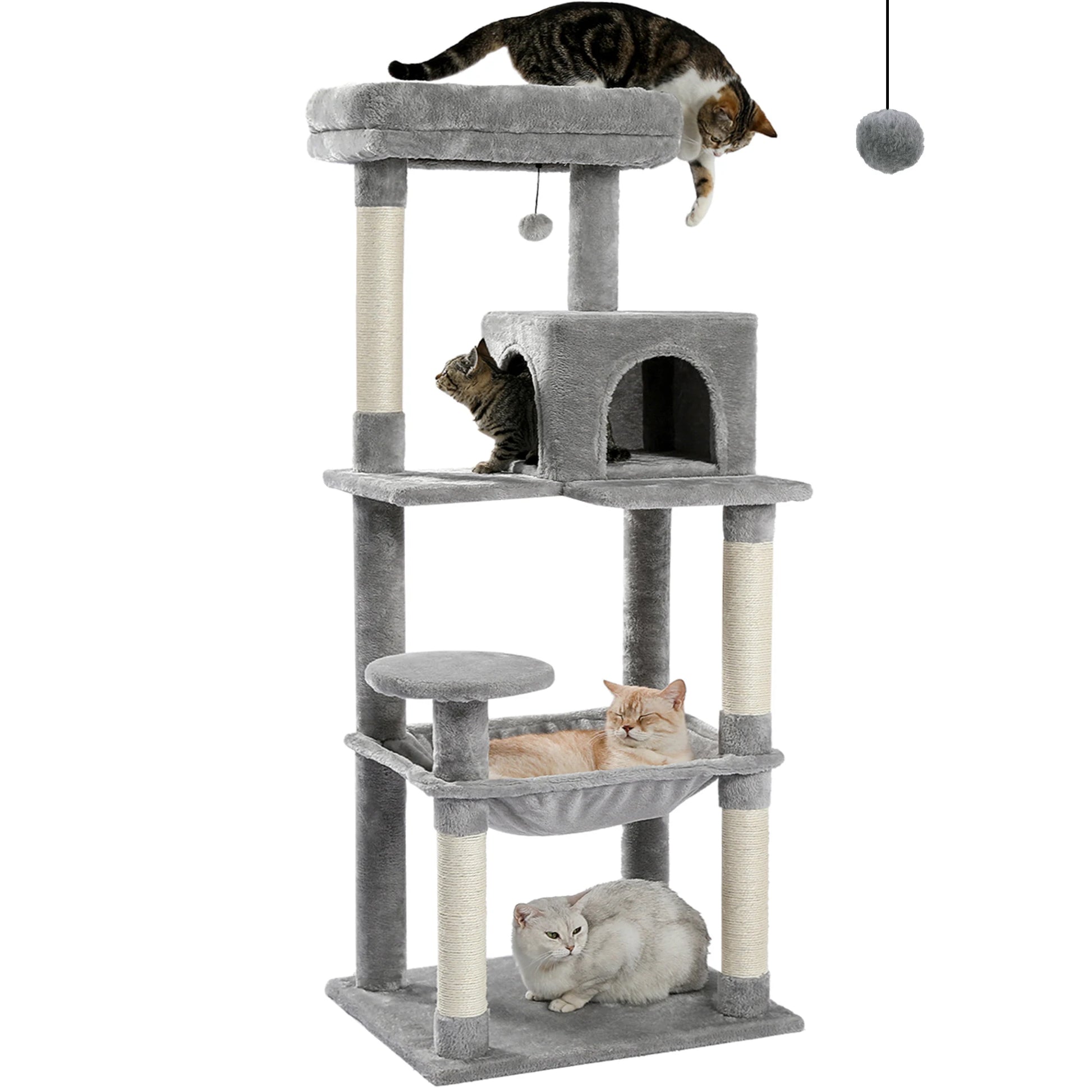 Deluxe 5-Level Cat Tree Tower for Indoor Cats - Spacious Hammock, Cozy Condo, and Durable Sisal Scratching Posts